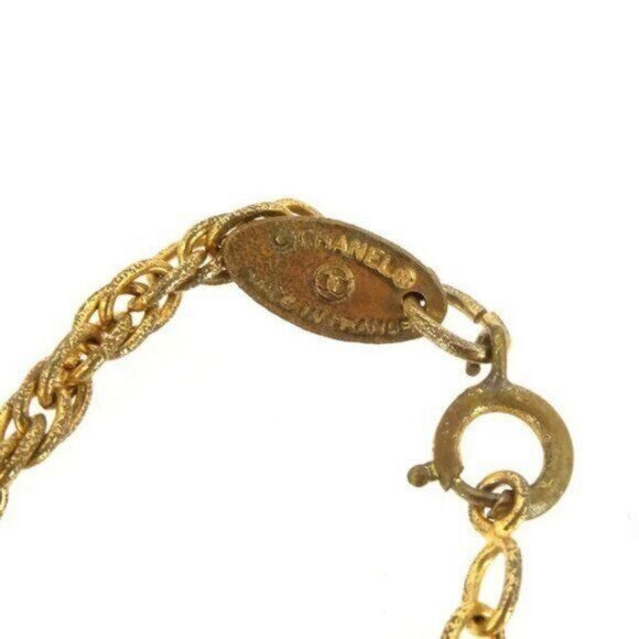 Authentic CHANEL CC Vintage 24K Gold Plated Necklace Chain Medallion Pendant - Picture 5 of 8
